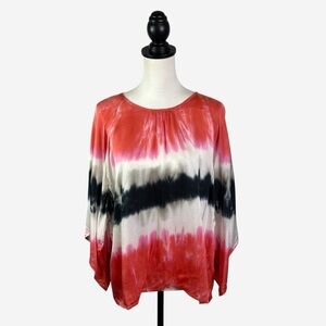 Stark X Tie Dye Print Top Size M Medium Oversized 3/4 Sleeves Pullover Boho